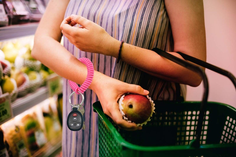 Lucky Line 2â€ Spiral Wrist Coil with Steel Key Ring, Flexible Wrist Band Key Chain Bracelet, Stretches to 12â€, Neon Pink, 10 PK (41066) - Image 4